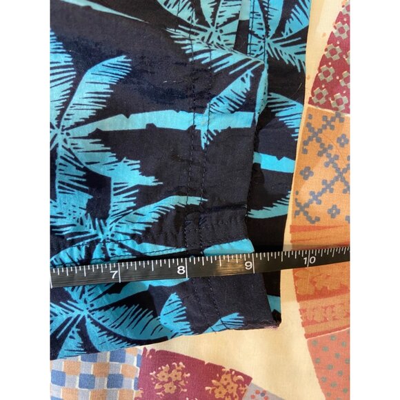 Chaps Hawaiian Swim Drawstring Trunks Mens Size Large Blue Red Floral Palm Tree - Picture 6 of 6